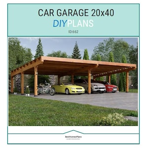 Plannen en bouwgids voor een carport garage 20x40 voor 4 auto's | DIY houtbewerkingsinstructies
