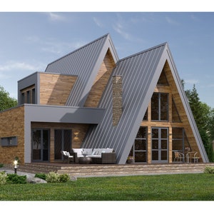 luxury A-Frame Cabin Plans 4 Bedrooms, 2.5 Bathrooms Architecture Build Plans 2327SF Living Area Blueprint 41’x66’