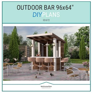 DIY Outdoor bar plans, Backyard BAR, Step-by-Step Woodworking Guide (48 Pages), Instant PDF Download