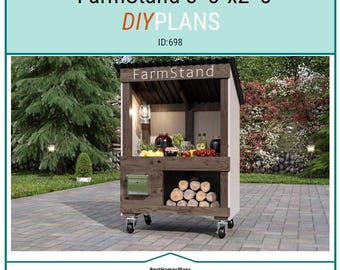 DIY Wooden Farm Stand Plans | Outdoor Market Display with Roof (PDF Pattern)