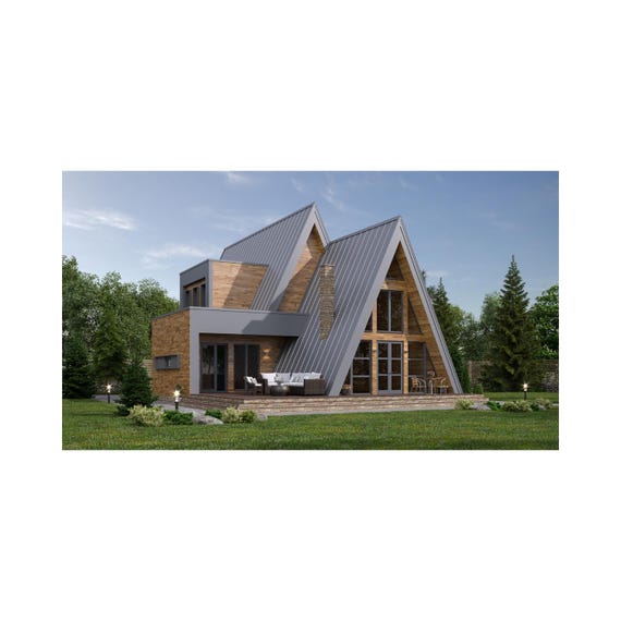 luxury A-Frame Cabin Plans 4 Bedrooms, 2.5 Bathrooms Architecture Build Plans 2327SF Living Area Blueprint 41’x66’