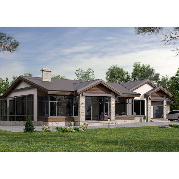 Modern 3-Bedroom Home Plan with Garage, Porch, Winter Garden, 2478SF Living Area, 90’x55’