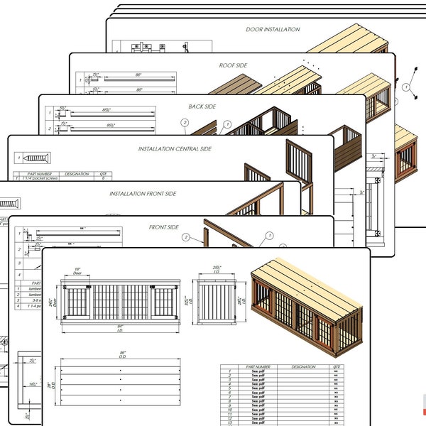 DIY Large Double Dog Kennel Digital Downloads Architectural Plans PDF