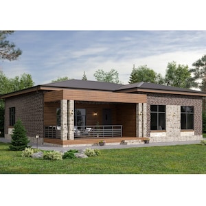 Charming Single-Story House Plan 3-Bedrooms, 2-Bathrooms Architecture Build Plans with 1861SF of Living Area Blueprint 55’x45’