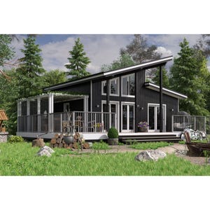 Tiny House Charmante et Confortable avec Mezzanine, 2 Chambres, 1 Salle de Bain, 548SF 46 Pages Plans Architecturaux de Construction 28'x20'
