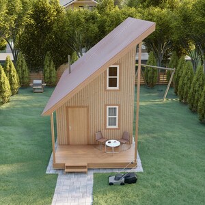 DIY Cabin Loft Build Plans 13'x31' Tiny House, 372SF Living Area Home Blueprint PDF