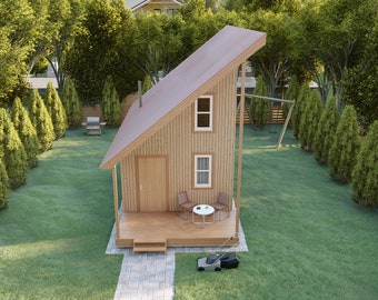DIY Cabin Loft Build Plans 13'x31' Tiny House, 372SF Living Area Home Blueprint PDF