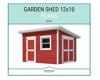Planos y guía de construcción de cobertizos de jardín de 12 x 10 / Instrucciones de carpintería para bricolaje
