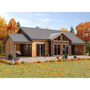 Cozy Charming backyard cabin 3-Bed, 1-Bath, 1147SF Living Area 37-Pages Architecture Build Plans 55’x41’