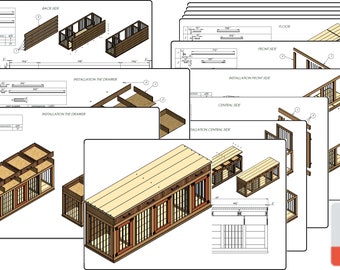DIY Plans for Triple Dog Kennel TV Stand Extra Large Wooden Dog Crate Media Center Digital PDF