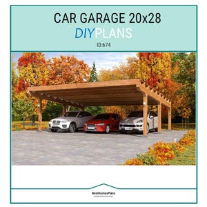 Plannen en bouwgids voor een carport garage 20x28 voor 3 auto's | DIY houtbewerkingsinstructies