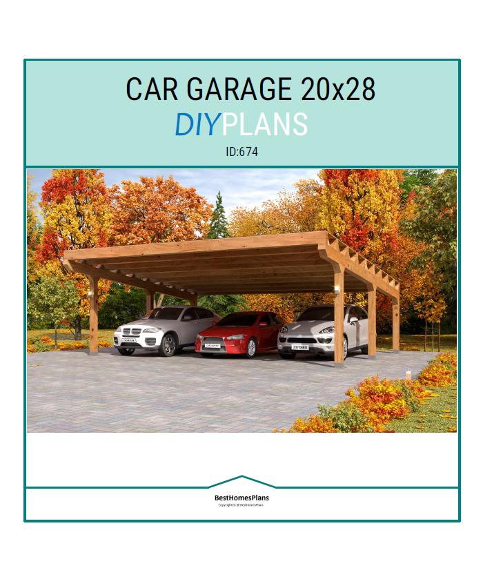 Plans et guide de construction d'un carport garage 20x28 pour 3 voitures | Instructions de menuiserie DIY