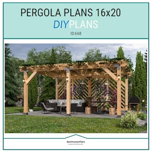 16’x20’ Pavilion & Pergola Plans – DIY Gazebo Blueprints, Backyard Shade Structure, Step-by-Step Woodworking Guide