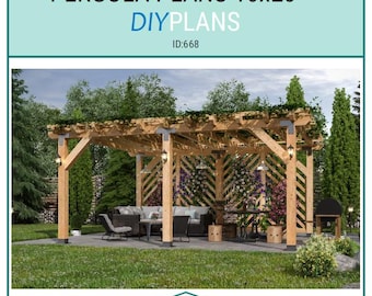 16’x20’ Pavilion & Pergola Plans – DIY Gazebo Blueprints, Backyard Shade Structure, Step-by-Step Woodworking Guide