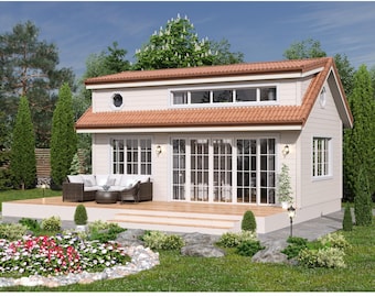 Cozy Charming Tiny House 1-Bed, 1-Bath, 586SF Living Area 41-Pages Architecture Build Plans 28’x16’