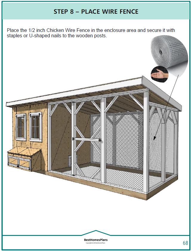 20'x8' Chicken Coop Plans for 10–16 Chickens, DIY PDF (70 Pages) Hen ...