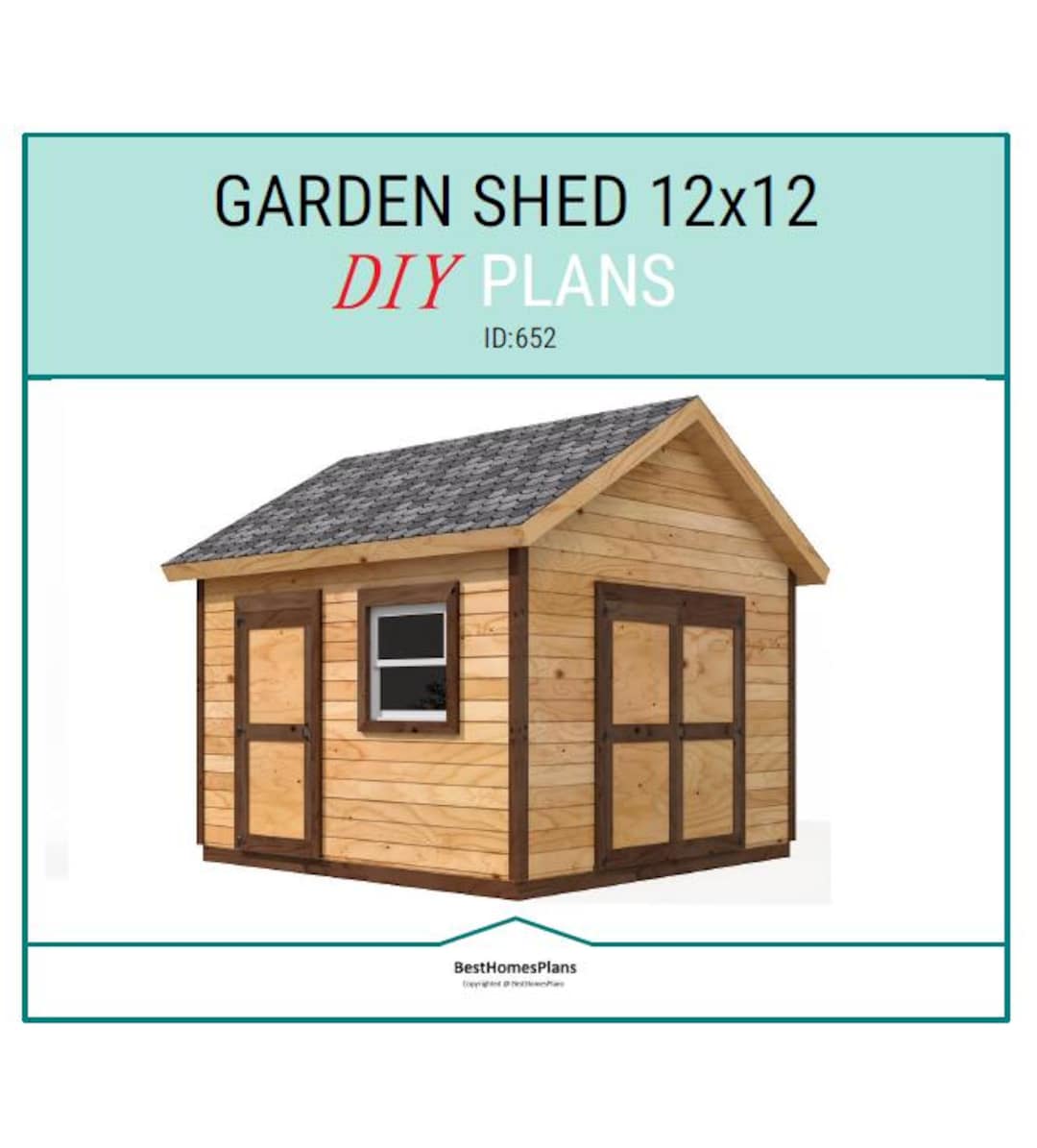 12x12 Garden Shed Plans and Build Guide | DIY Woodworking Instructions -  Etsy, image size:1080x1195