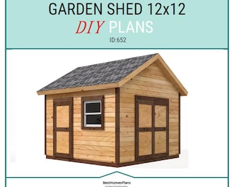 Planos y guía de construcción de cobertizos de jardín de 12 x 12 / Instrucciones de carpintería para bricolaje