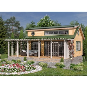 Cozy Charming Tiny House 1-Bed, 1-Bath, 586SF Living Area 41-Pages Architecture Build Plans 28’x16’