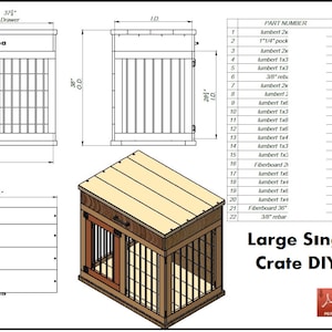 DIY Plans Medium Single Dog Kennel TV Stand Build Architectural Plans Blueprint