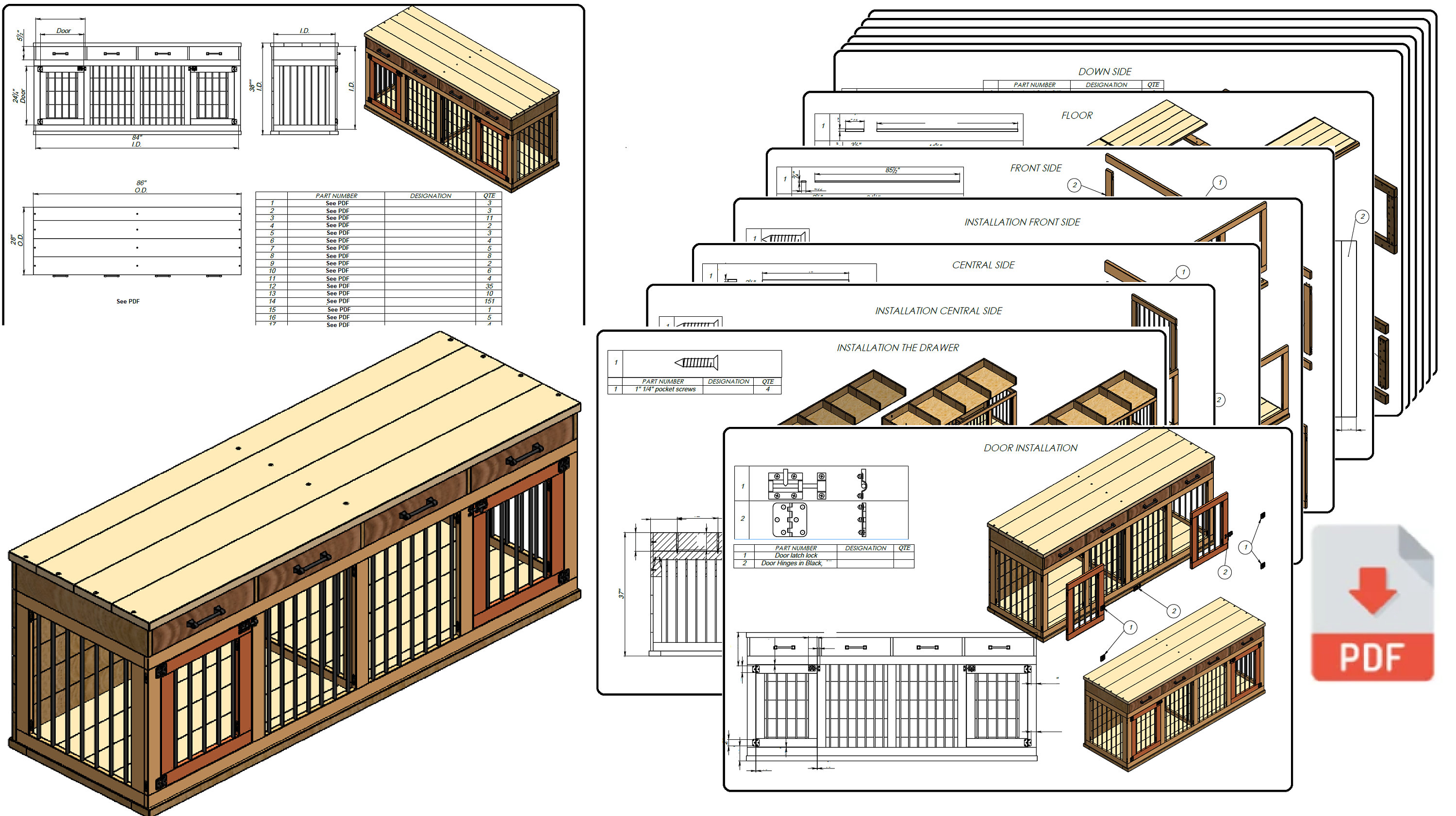 Dog Plan Library DIY Plans for Large Double Dog Kennel With TV Stand - Etsy