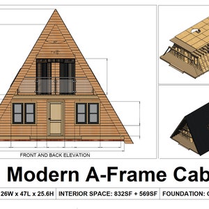26X47 Modern A-frame Cabin DIY Build Plans Home Plans Blueprint PDF - Etsy