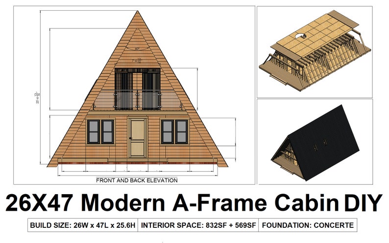 26X47 Modern A-frame Cabin DIY Build Plans Blueprint PDF - Etsy