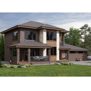 Elegant Cottage 3 Beds, 2 Baths, 2333SF Living Area Architectural Build Plans Blueprint 72’x42’