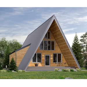 Modern A-Frame Cabin DIY Build Architectural Plans Blueprint, 209 pages of detailed information and instructions Downloadable PDF 32&#39;x70&#39;