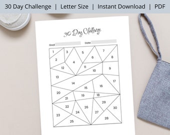 Printable 30-Day Challenge Tracker | 30 Days Goal Setting Planner | Habit Tracker | Minimal | Self Care | Workout Tracker | US Letter Size