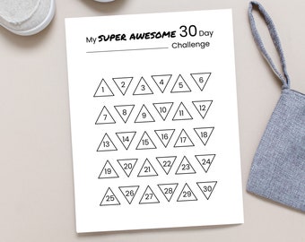 Printable 30-Day Challenge Tracker | 30 Days Goal Setting Planner | Habit Tracker | Minimal | Self Care | Workout Tracker | US Letter Size