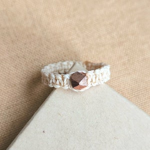 Rustic Copper Crystal Woven Wax Cord Ring