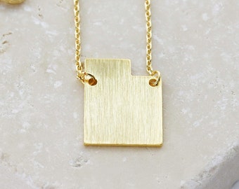 Utah Necklace • 18K Gold Dipped Necklace • Minimalist Necklace • Gold Plated Necklace • State Necklace • US State Necklace • Gift • Handmade