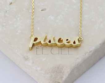 Pisces Necklace • 18k Gold Dipped Handwritten Zodiac Necklace • Dainty Necklace • Astrology Jewelry • Gift For Her • Birthday Gift