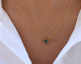 18K Gold Dipped Wave Coin Pendant Necklace • Hawaii Necklace • Ocean Necklace • Surfer Necklace • Gift Idea • Bridesmaid Gift • Gift For Her