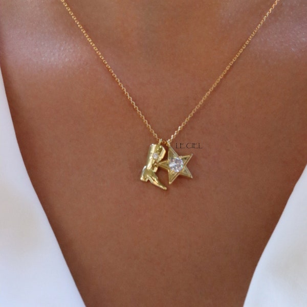 18K Gold Dipped Cowboy Boots Star Necklace • Cubic Zirconia Pave Boots Necklace • Western Necklace • Star Necklace • Cowgirl Necklace • Gift