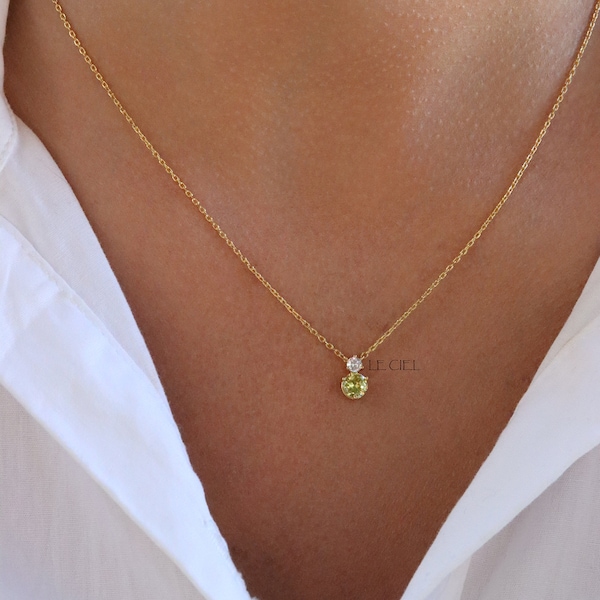 August Birthstone Necklace • 18K Gold Dipped August Peridot Gemstone • Gift Idea • Birthday Gift • Bridesmaid Gift • Gift For Her