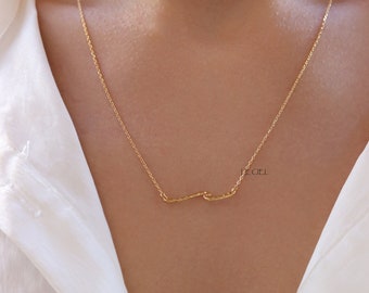 18K Gold Dipped Surfin' the Waves Pendant Necklace • Beachy Chic Jewelry • Minimalist Necklace • Bridesmaid Gift • Gift for Her