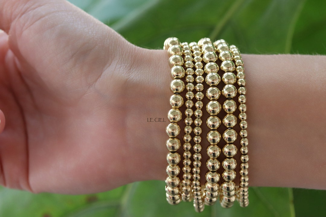 Stackable Metallic Ball Beaded Bracelet Set Boho Chic Etsy