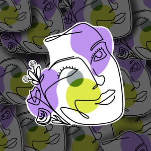 Abstract Line Art Face Sticker