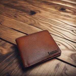 Personalized Engraved Leather RFID Wallet for Him - Perfect Anniversary, Birthday, Christmas Gift for Men, Husband, Boyfriend, Father, Dad