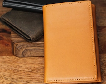 Personalized Leather Trifold Wallet, Handwriting Engraved RFID Wallet