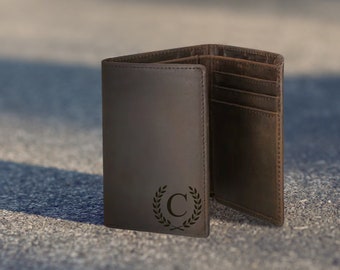 Personalized Leather Trifold Wallet, RFID, Handwriting Engraving