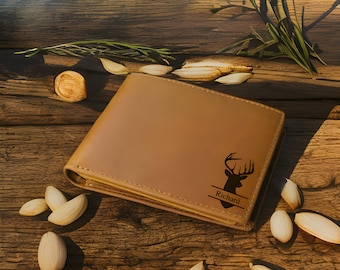 Personalized Leather RFID Wallet | Engraved Genuine Leather Custom Gift for Him | Anniversary, Christmas, Father's Day, Men's Wallet