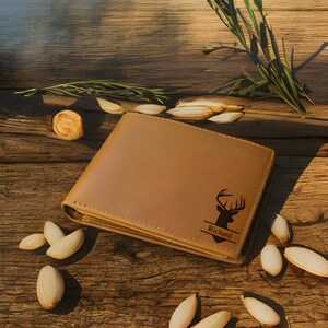 Cartera de cuero RFID personalizada / Cartera de cuero genuino grabada personalizada para él / Aniversario, Navidad, Día del Padre, Cartera para hombre