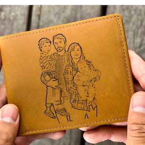 Personalized Leather Mens Wallet Engraved Genuine Leather Wallet Custom Mens Wallet Anniversary Gift For Husband Him Father Son Dad To Be