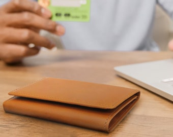 Personalized Leather Trifold Wallet for Men | Engraved RFID Gift