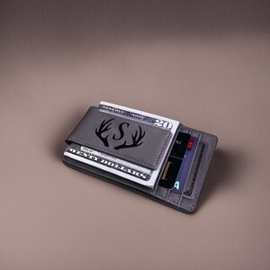 Cartera de cuero delgada RFID personalizada con clip para dinero Regalos ideales para hombres: aniversario, papá, esposo Protección Regalo de Navidad considerado