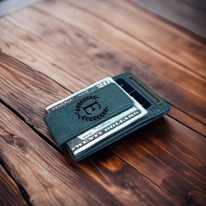 Cartera de cuero delgada personalizada para hombre, clip para dinero, regalos para hombre, regalos de aniversario para papá, clip para dinero, regalo para esposo, billetera delgada RFID para hombre