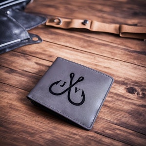 Anniversary Gift for Him Personalized Wallet Mens Wallet Engraved Leather Wallet Custom Wallet Boyfriend Gift for Men, Husband, Dad, Son